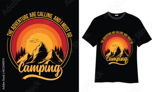 Hiking typography t-shirt design Vector print Template. Premier vector Hiking Retro t-shirt design. Hiking design ready for print vintage apparel poster Retro labels Hiking Mountain Trendy Vector