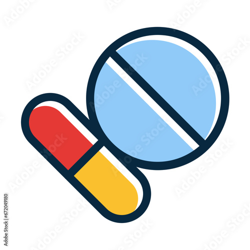 Pills Vector Thick Line Filled Dark Colors