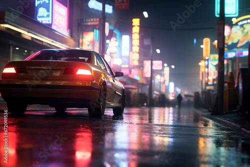 80s cinematic scene in the street by night, AI generated photo