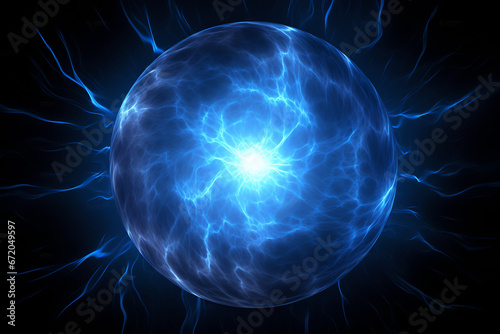 blue electric sphere, AI generated