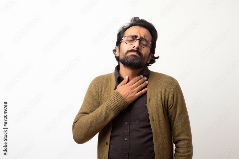 Indian man suffering from cough. Indian man suffering from cough.