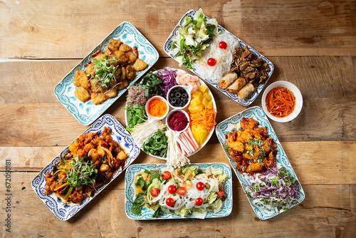 Obraz na plátně Various Southeast Asian food on the table