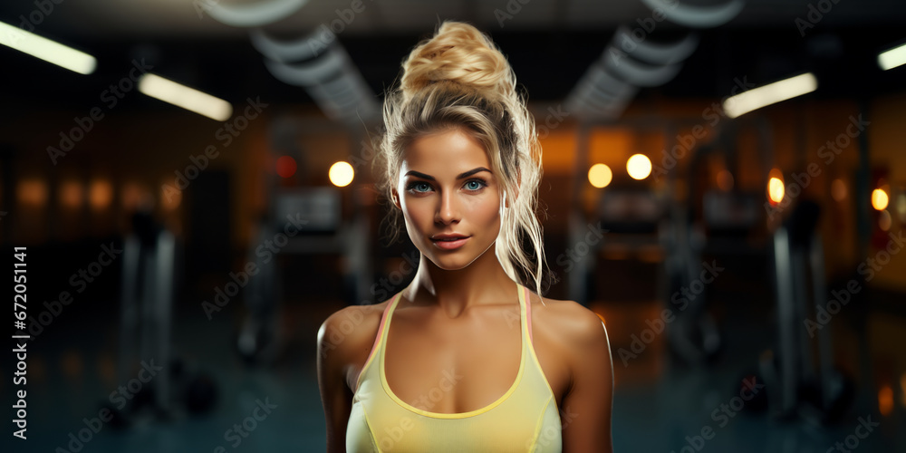 Young sporty woman doing sport at the gym center. Healthy lifestyle