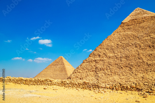 Great Egyptian pyramids. Pyramids of Cheops and Khafre.