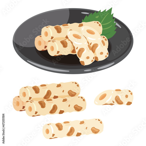 皿に盛られた焼きちくわ