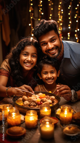 indian family celebrating diwali festival