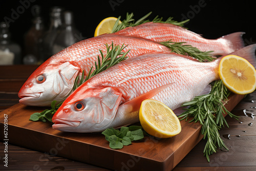 photo product of three fresh fish isolated transparent background ,generative ai