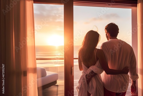 Couple Spending Romantic Weekend Opening Hotel Room Door © Salsabila Ariadina