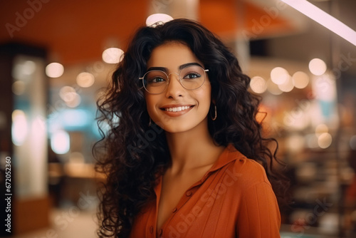 young indian woman at optical store