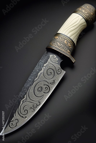 hunting knife on black background generated by ai