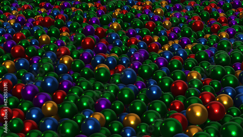 Perspective View Green Gold Blue Red Violet Colorful Ball Pit Balls Background 3d Rendering