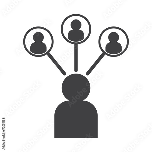 Business Management Outline Icon , Referral icon isolated on white background. Symbol of a group of people or multiple users or friends.People Network Social Connection Icon Vector.