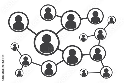 Business Management Outline Icon , Referral icon isolated on white background. Symbol of a group of people or multiple users or friends.People Network Social Connection Icon Vector.