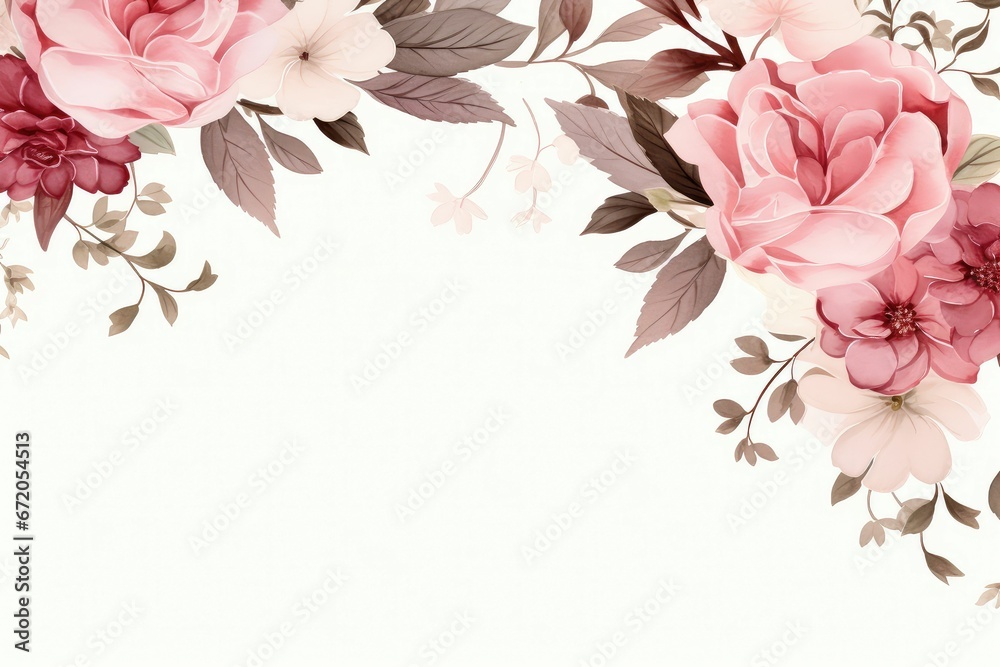 watercolor rose flower frame background watercolor rose flower frame background