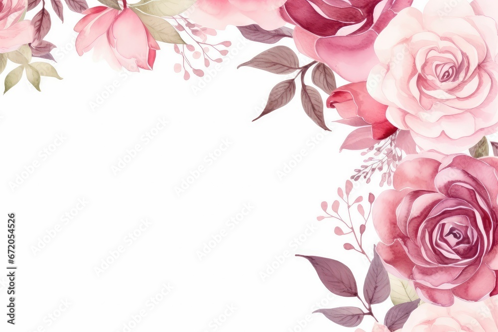 watercolor rose flower frame background