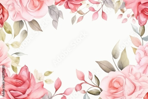watercolor rose flower frame background