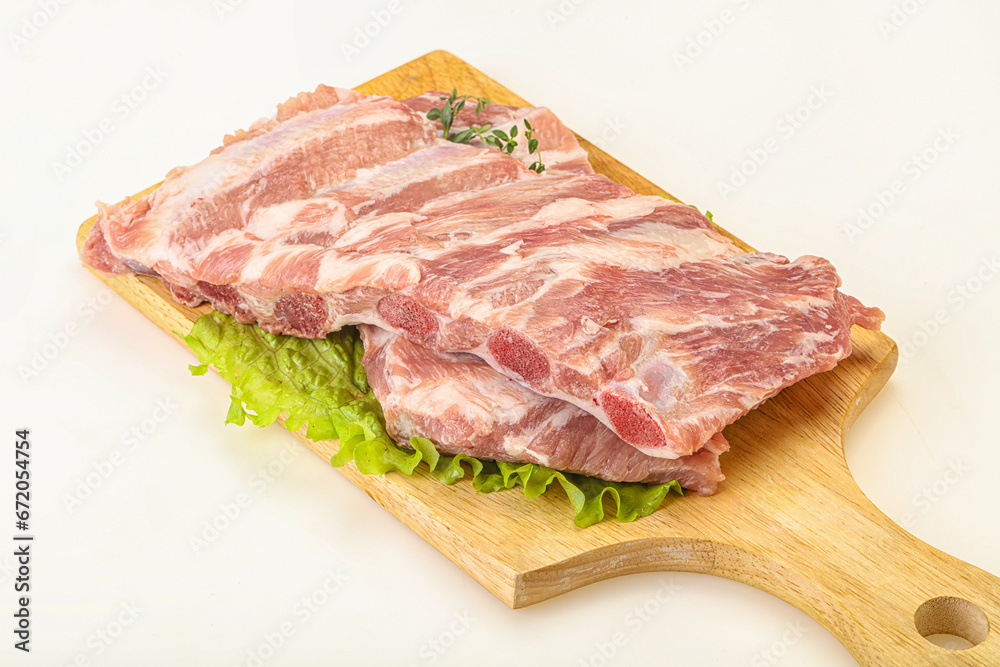 Raw pork ribs for cooking