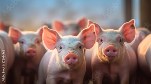Pigs in pig farm.generative ai photo