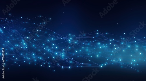 Background for a presentation on big data. Lots of dots and fibers on a blue background. Copy space photo