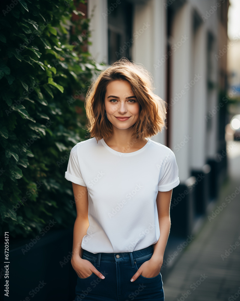 Young woman girl white blank t-shirt tee mockup etsy Young woman girl white blank t-shirt tee mockup etsy