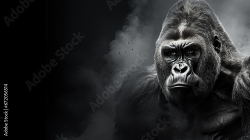 Gorilla wildlife art collection white edition, animal grayscale wallpaper