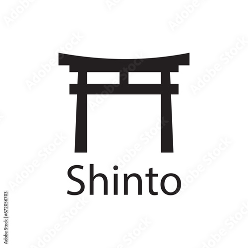 Shinto religious symbol icon vector