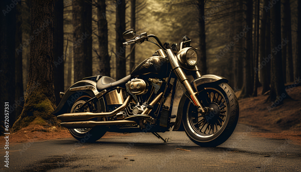motorcycle, transport, in the forest, retro