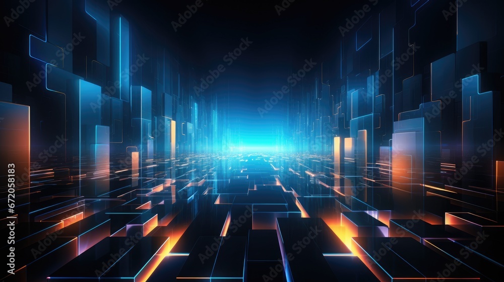 Obraz premium illuminating ultra futuristic tech abstract background with vibrant digital elements and glowing neon hues for futuristic designs and concepts 