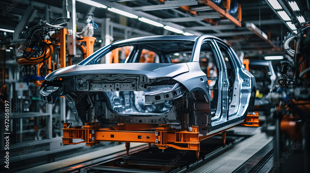 Automotive production line. Modern automobile factory. Automotive industry. Industrial background. Automation industry 4.0 concept Automotive production line. Modern automobile factory. Automotive industry. Industrial background. Automation industry 4.0 concept