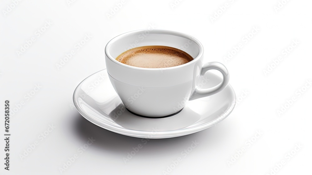 White cup of coffee on the white background. White cup of coffee on the white background.
