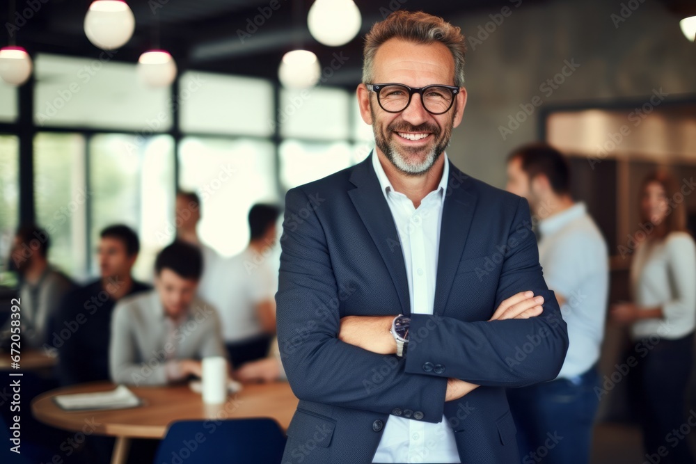 Happy mid aged business man manager at the meeting Happy mid aged business man manager at the meeting