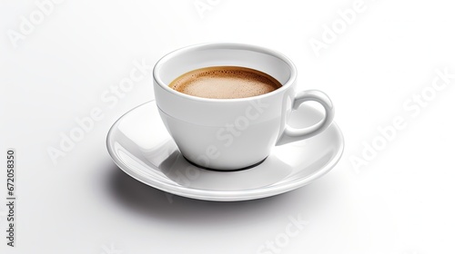 White cup of coffee on the white background.