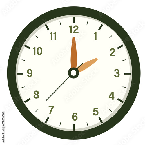 Wall Clock Show Time at 2 o'clock, Round Clock Illustration
