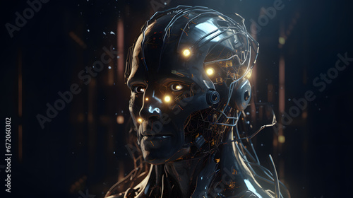 Future of AI robot background in blue theme 