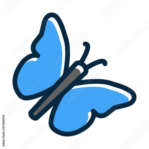 Butterfly Vector Thick Line Filled Dark Colors