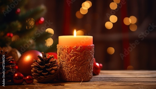 Photo of a Cozy Christmas Ambiance With Warm Glow and Festive Decorations