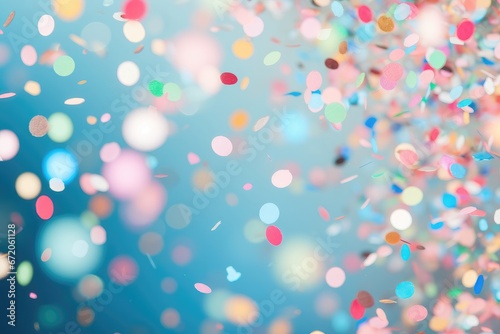 A lively and celebratory background image for creative content, showcasing colorful round confetti in a close-up view, creating an energetic and joyful atmosphere. Photorealistic illustration