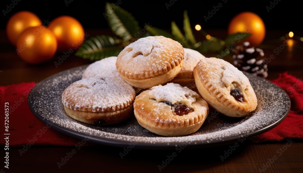 Photo of a Sweet Array of Mini Pies Dusting in Delicate Powdered Sugar
