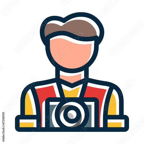 Tourist Vector Thick Line Filled Dark Colors
