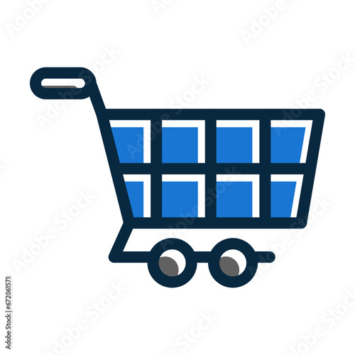 Cart Vector Thick Line Filled Dark Colors