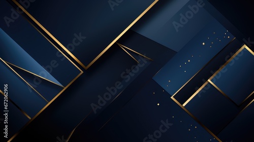 Blue abstract background with luxury golden elements