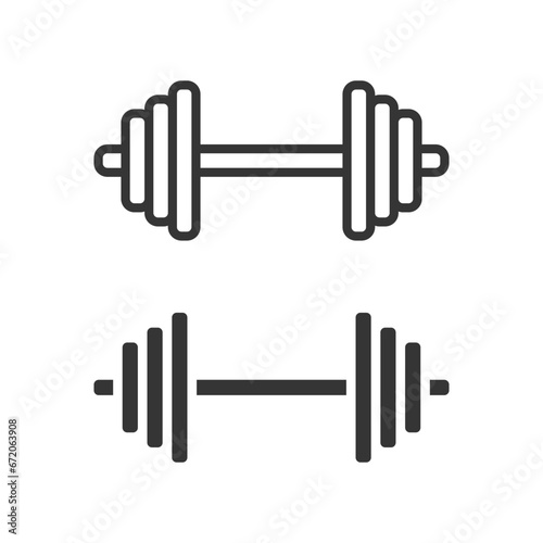 Gym Dumbbell Line Glyph Icons Vector Illustration