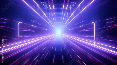 abstract light background, Futuristic hyper zoom tunnel with neon lights.