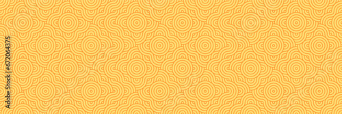 Abstract yellow circle pattern seamless design, modern geometric swirl summer sun background, luxury radial repetition texture, premium decor vector art.