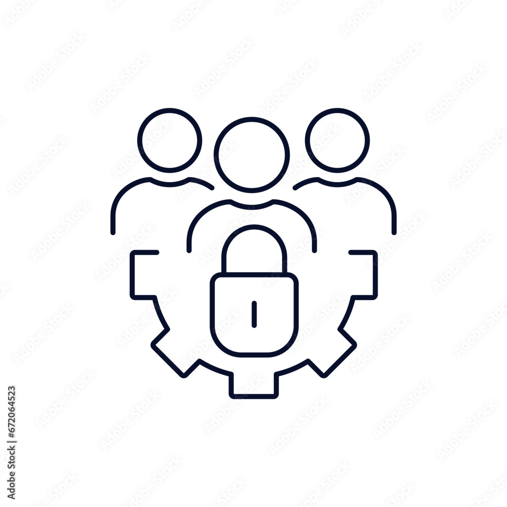 Restricted group. Vector linear icon isolated on white background. Restricted group. Vector linear icon isolated on white background.