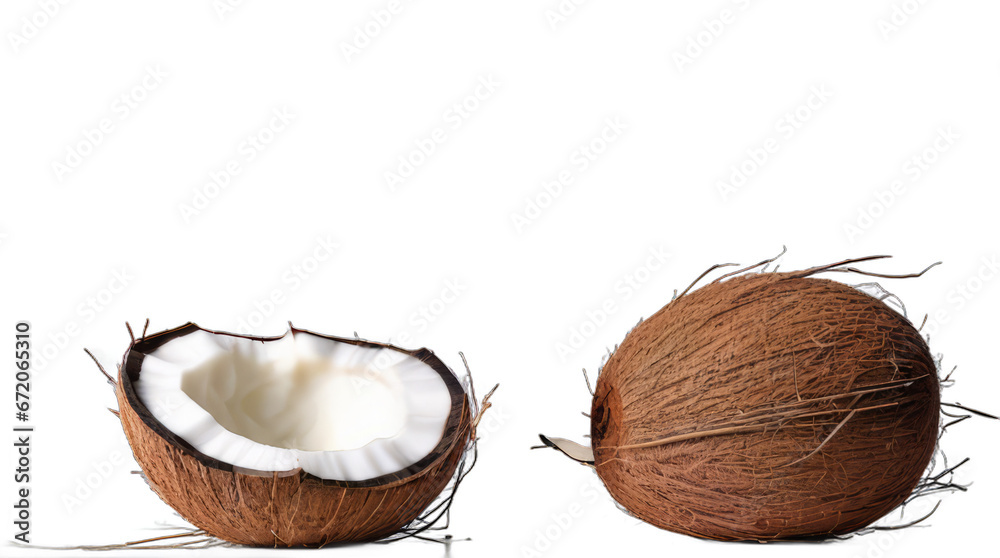slice coconut and coconut transparent, white background, isolate, png slice coconut and coconut transparent, white background, isolate, png