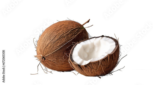 slice coconut and coconut transparent  white background  isolate  png