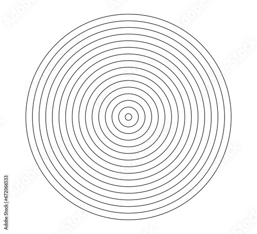 Concentric circle icon. Black and white circular rings. Sound wave, radar, target. Round line element. Abstract monochrome graphic. Vector illustration isolated on white background.