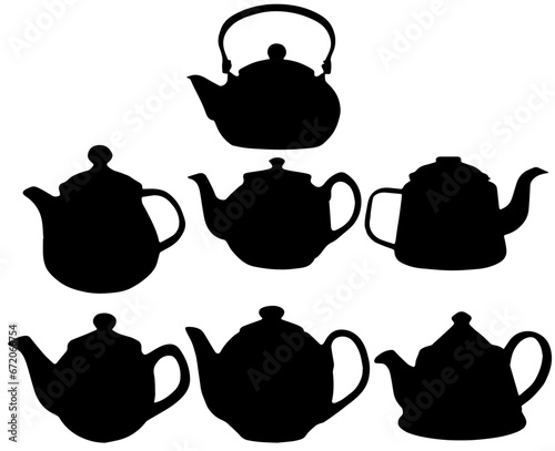 teapot and cups silhouettes collection