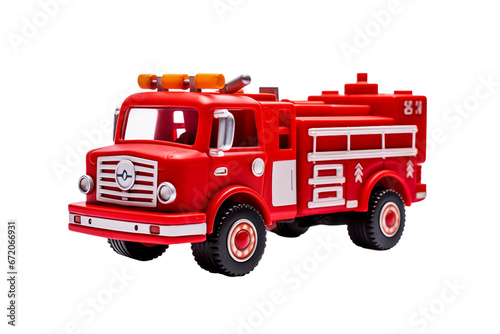 Toy Firetruck on transparent background.